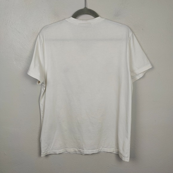 Burberry T-Shirt Mens Large White V-Neck Knight Red Logo Stretch Cotton - Picture 5 of 8